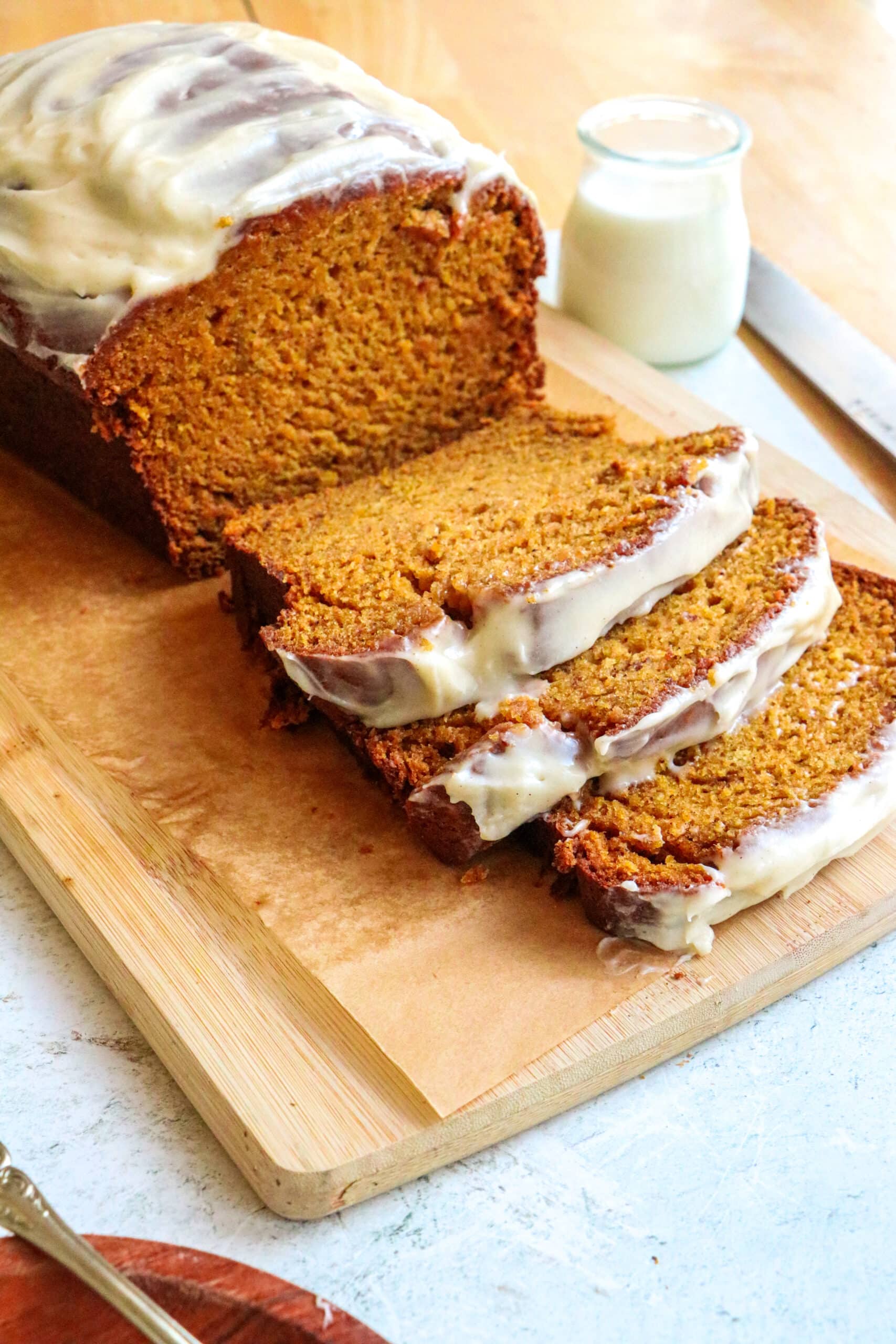 Featured image for “Pumpkin Bread with Cream Cheese Frosting”